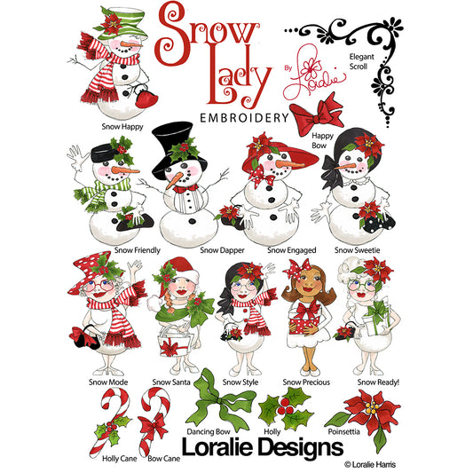 Snow Lady Machine Embroidery Design Collection - FLASH DRIVE