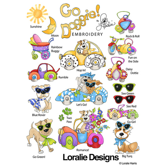 Go Doggie! Machine Embroidery Design Collection - FLASH DRIVE