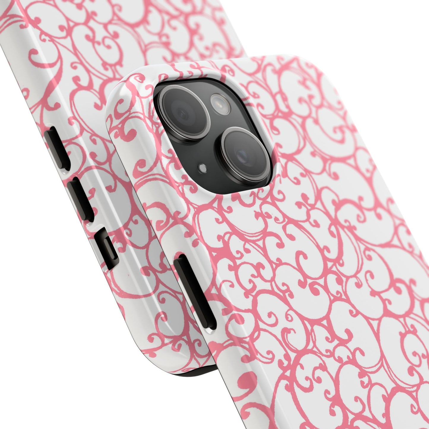 Scrollie White / Pink Phone Case