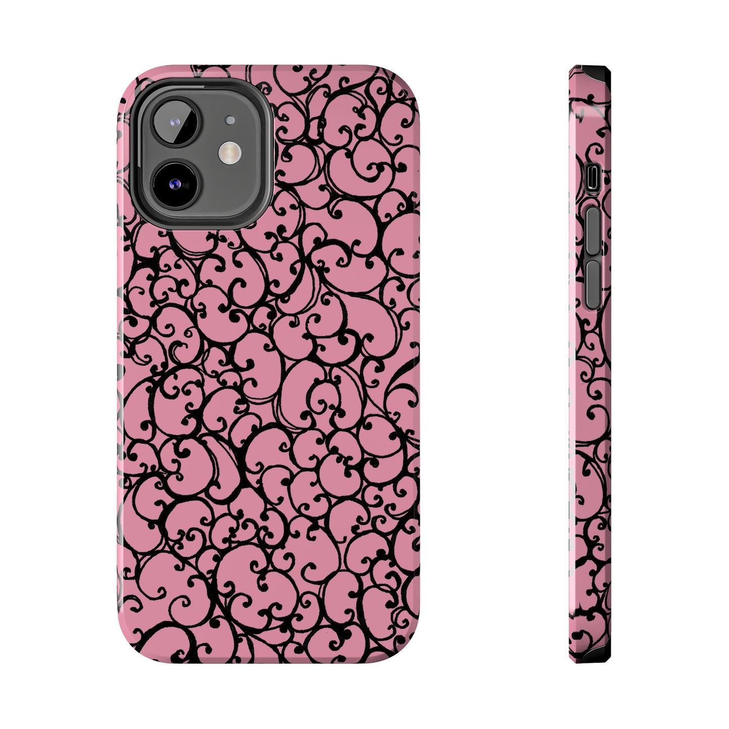 Scrollie Pink / Black Phone Case