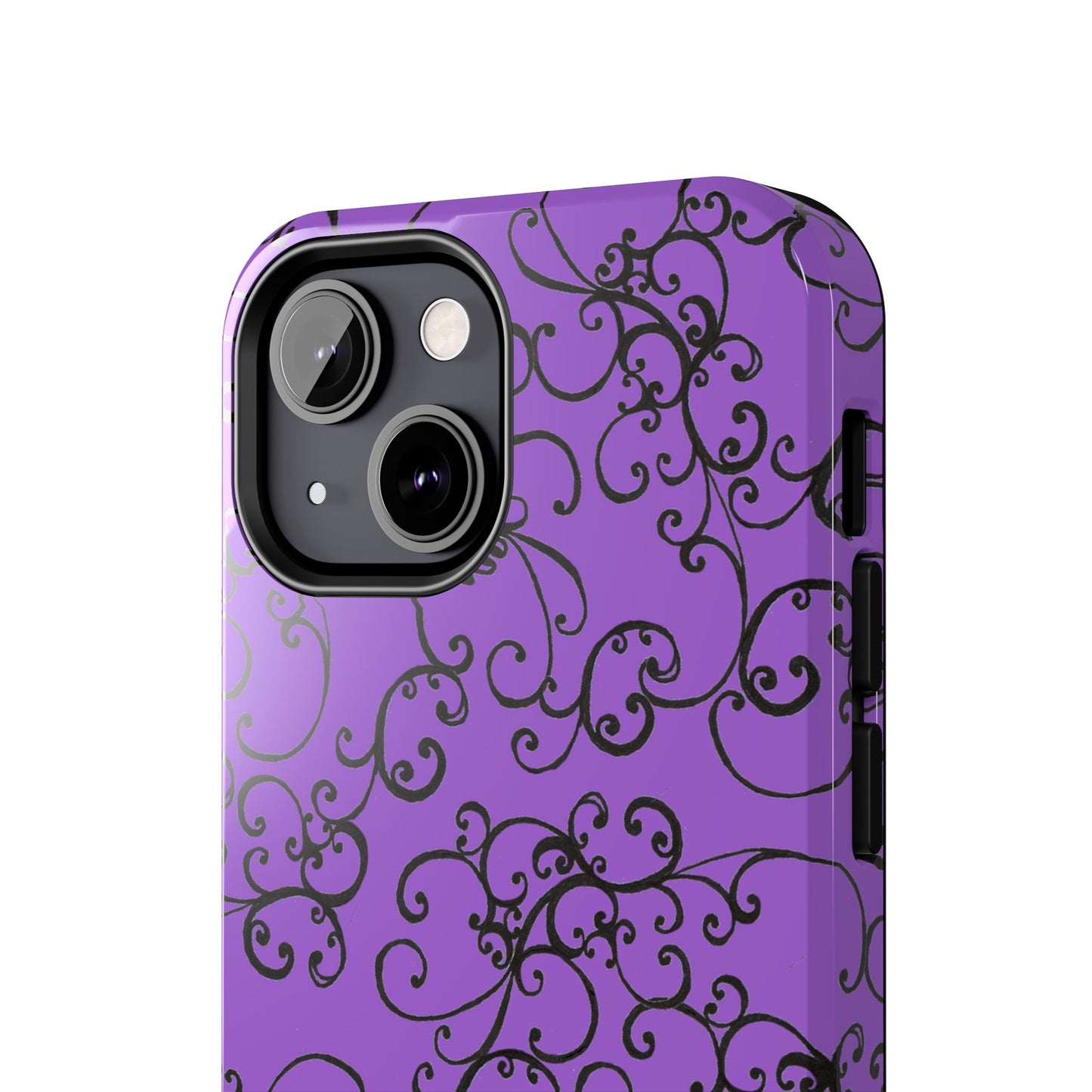 Elegant Scroll Purple / Black Phone Case