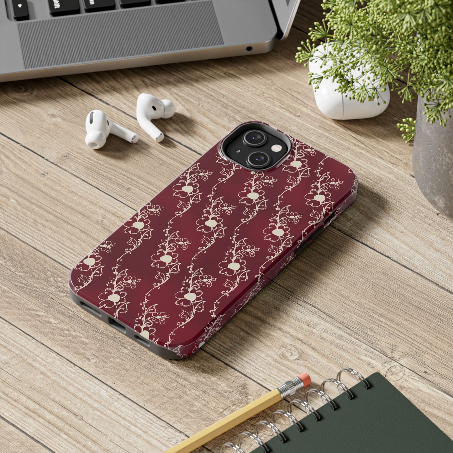 Diagonal Daisies Red / Ivory Phone Case