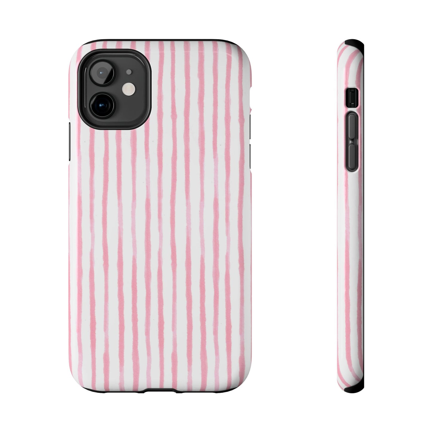 Happy Stripe White / Pink Phone Case