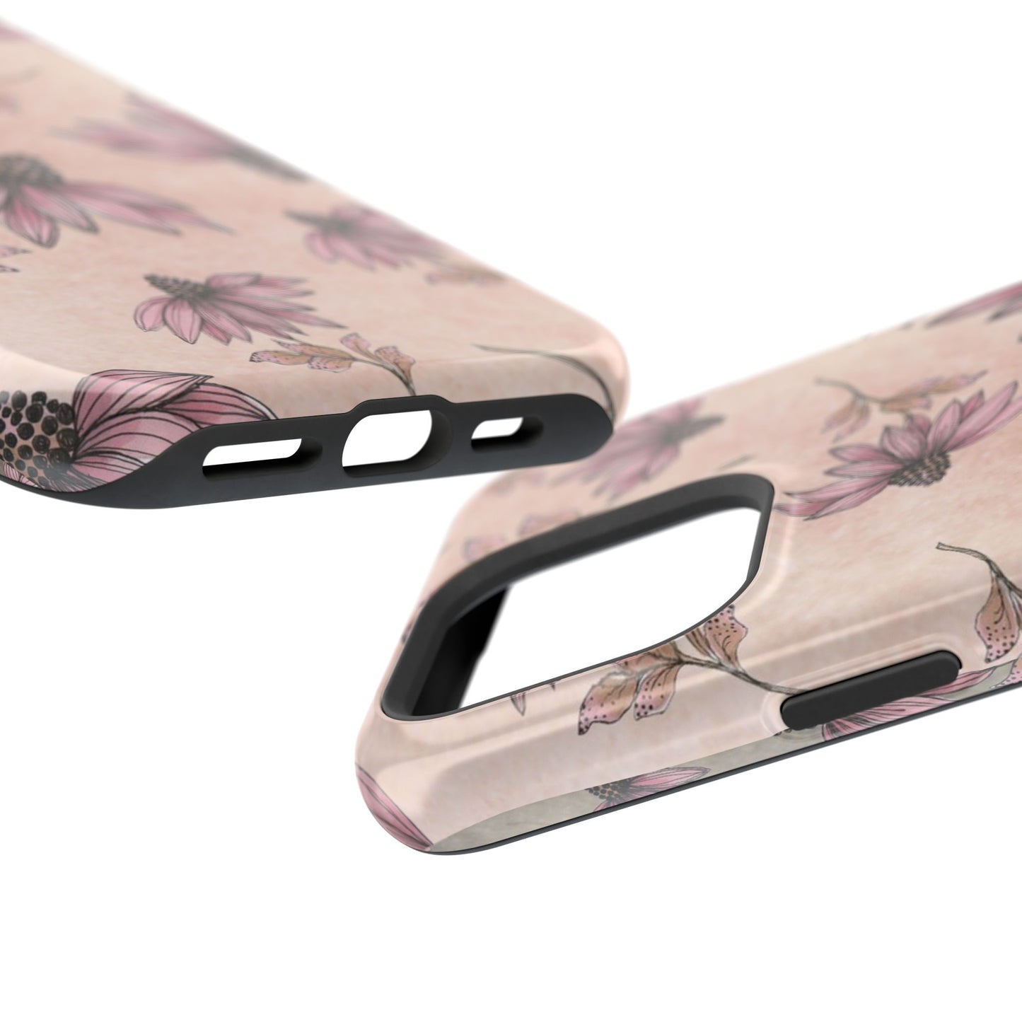 Wild Cone Flowers Pink Marble Phone Case