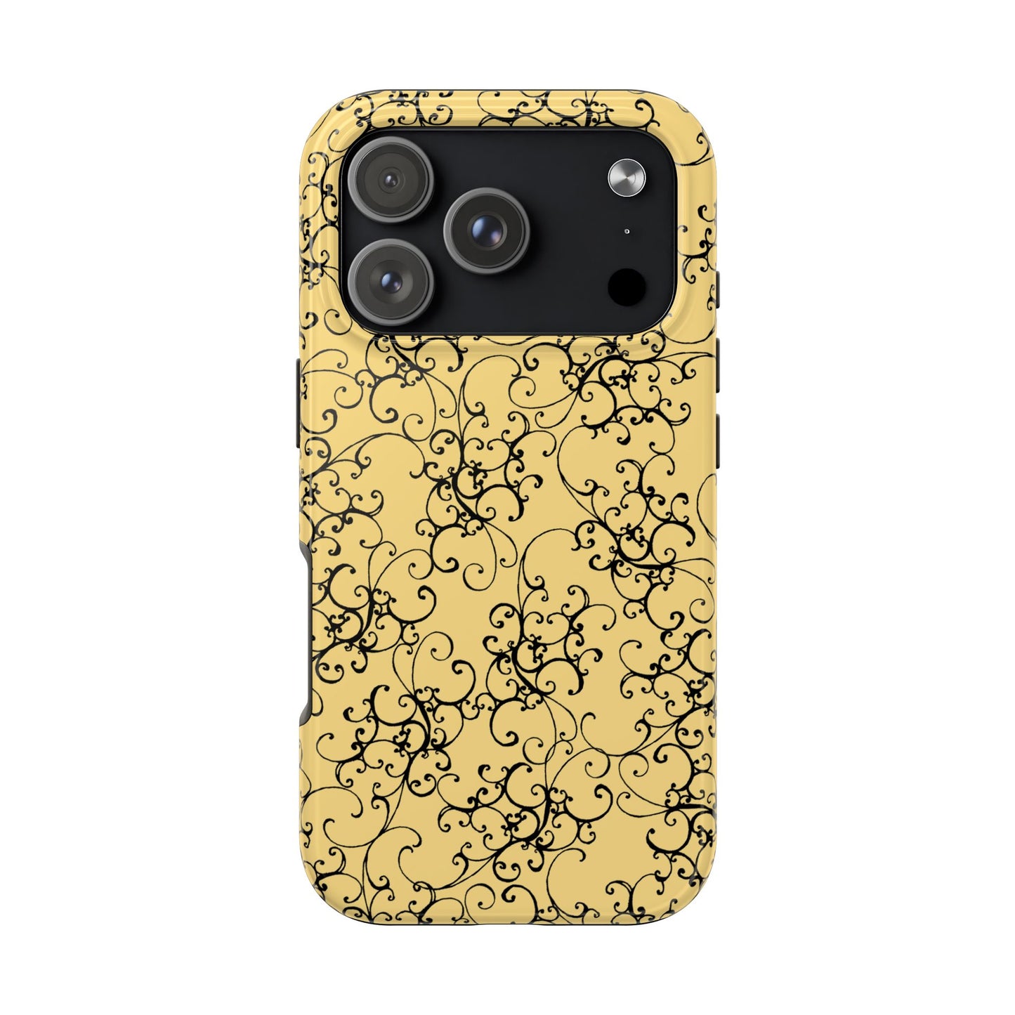 Elegant Scroll Yellow / Black Phone Case