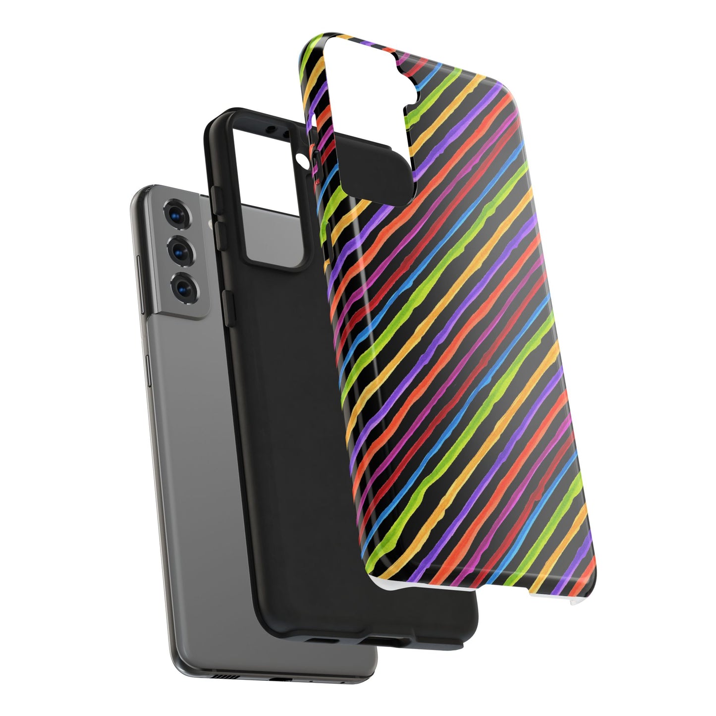 Quirky Bias Stripe Black Phone Case