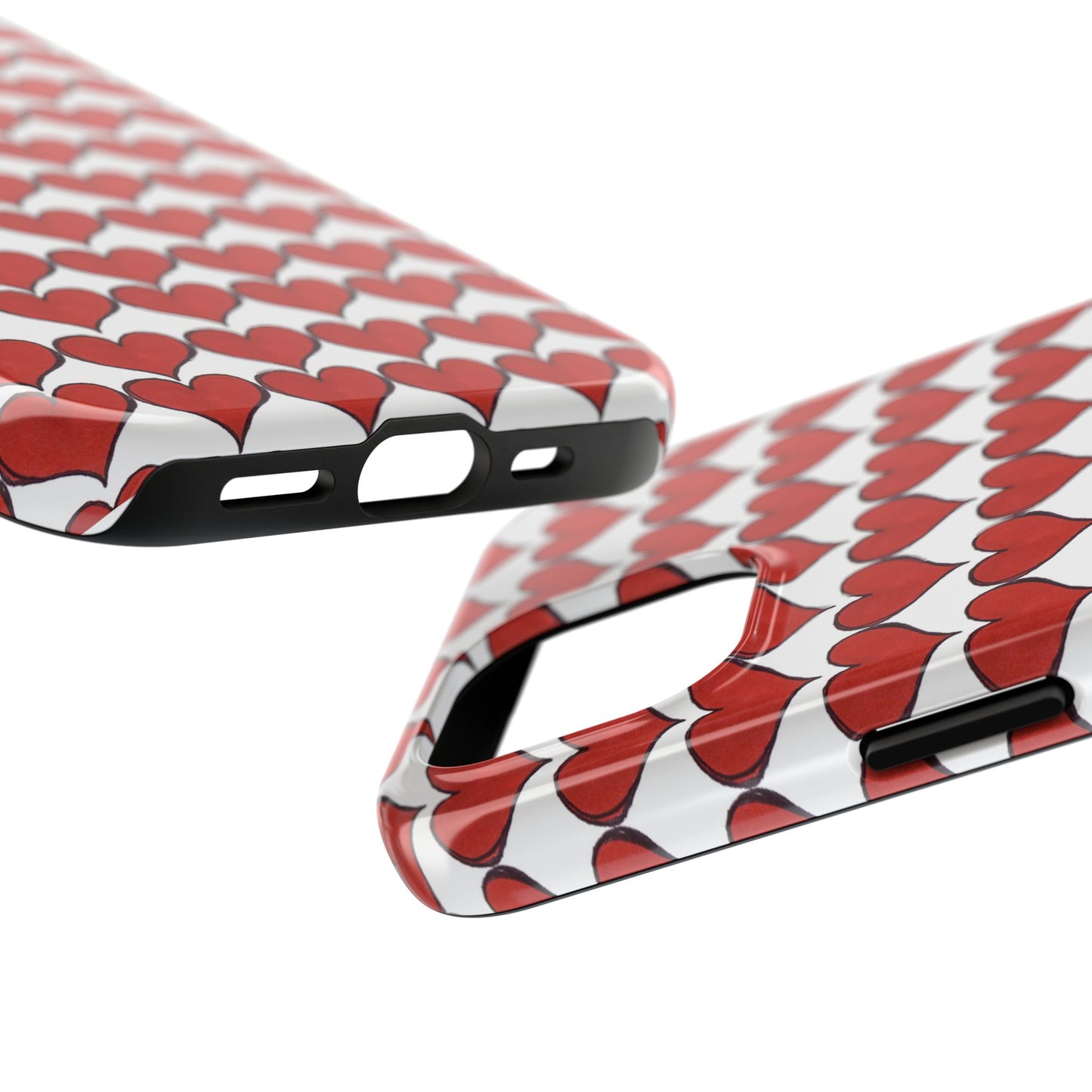 Heartbeats White / Red Phone Case