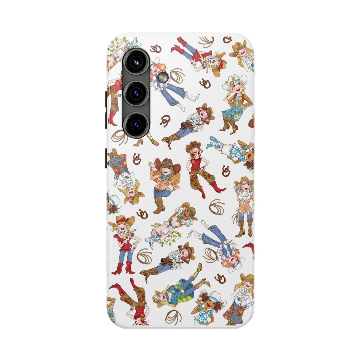 Tossed Cowgirls White Phone Case