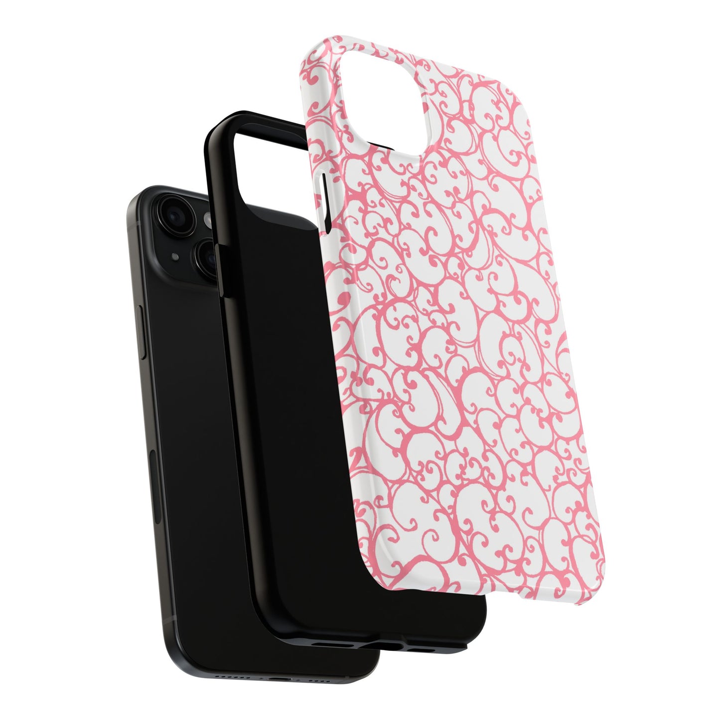 Scrollie White / Pink Phone Case