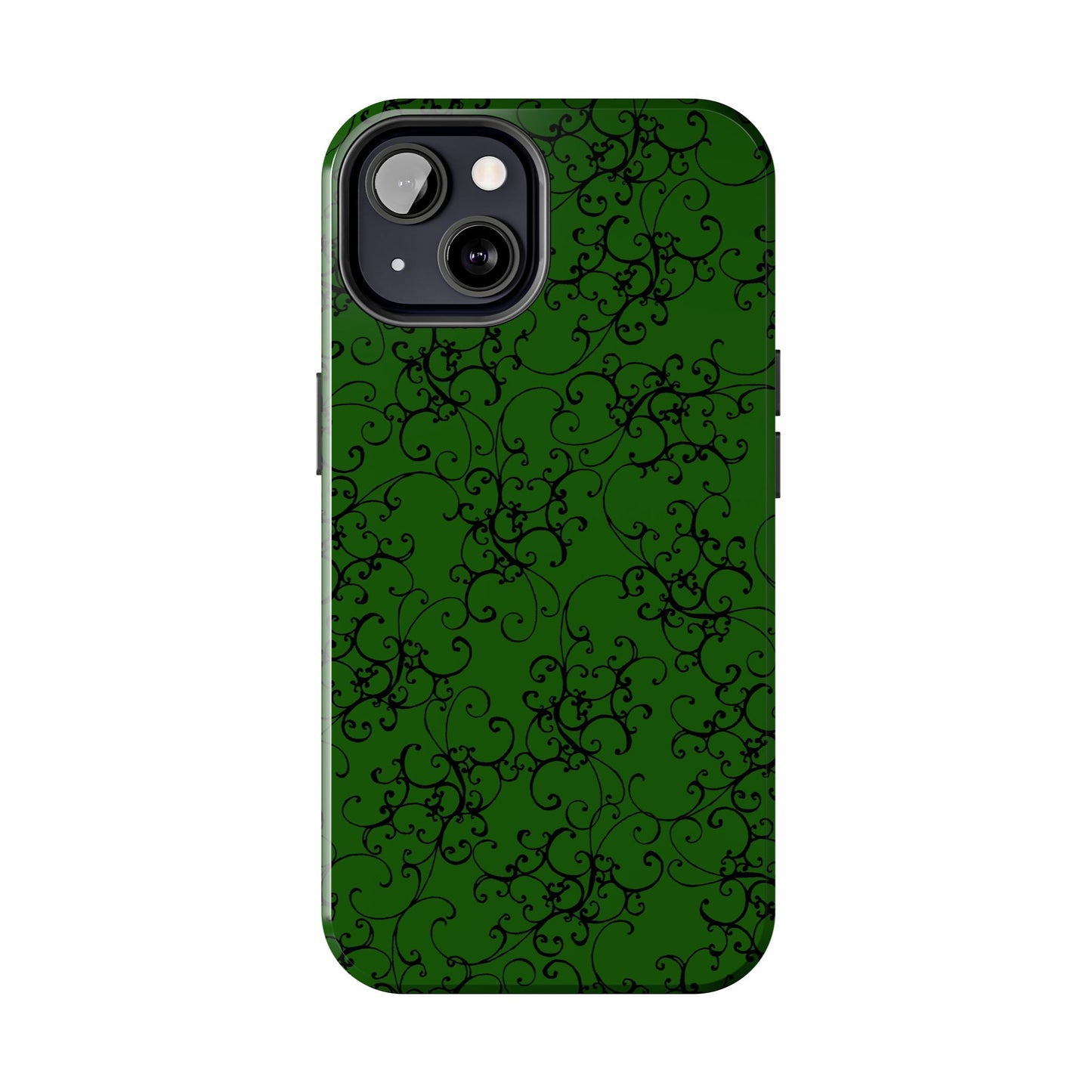 Elegant Scroll Dark Green / Black Phone Case