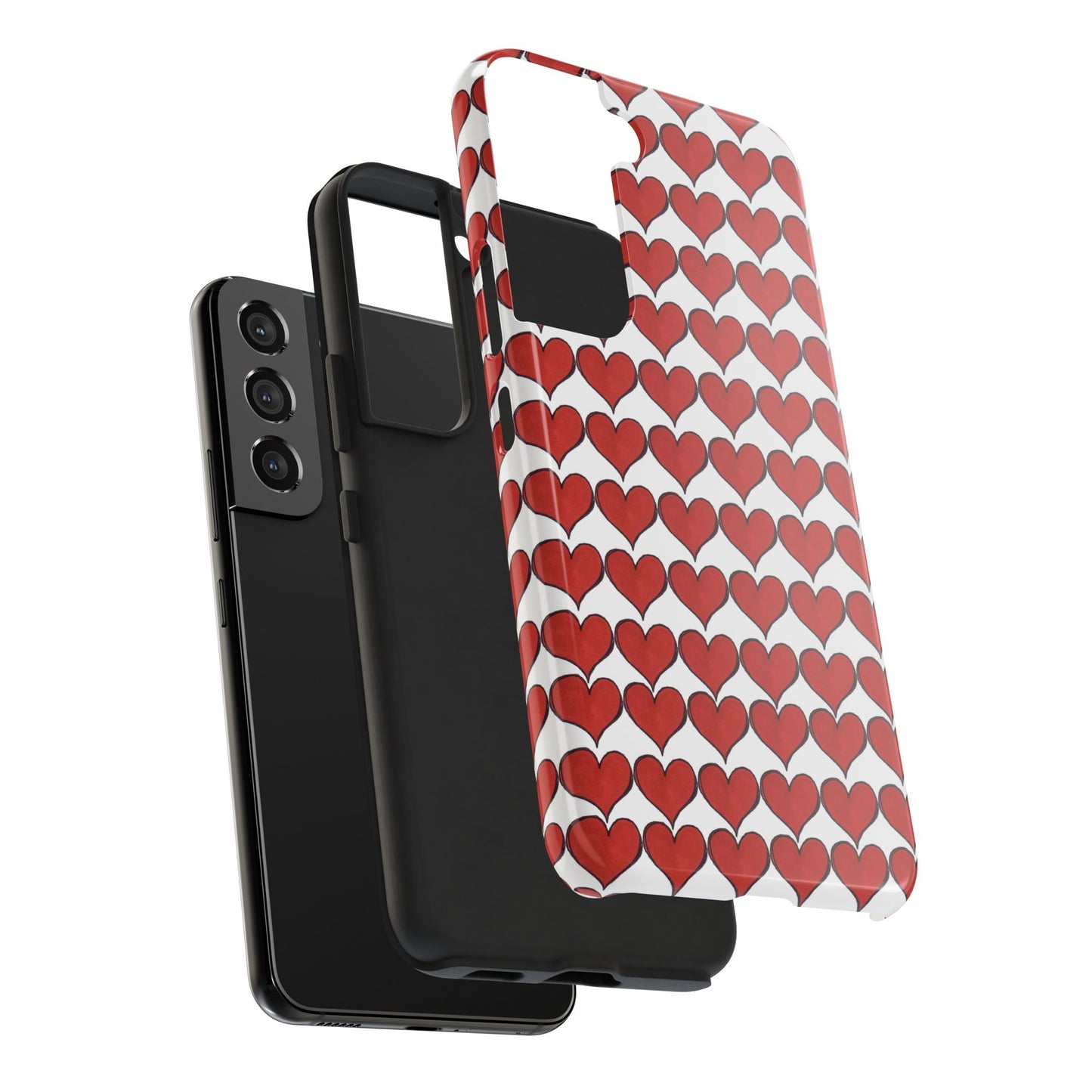 Heartbeats White / Red Phone Case