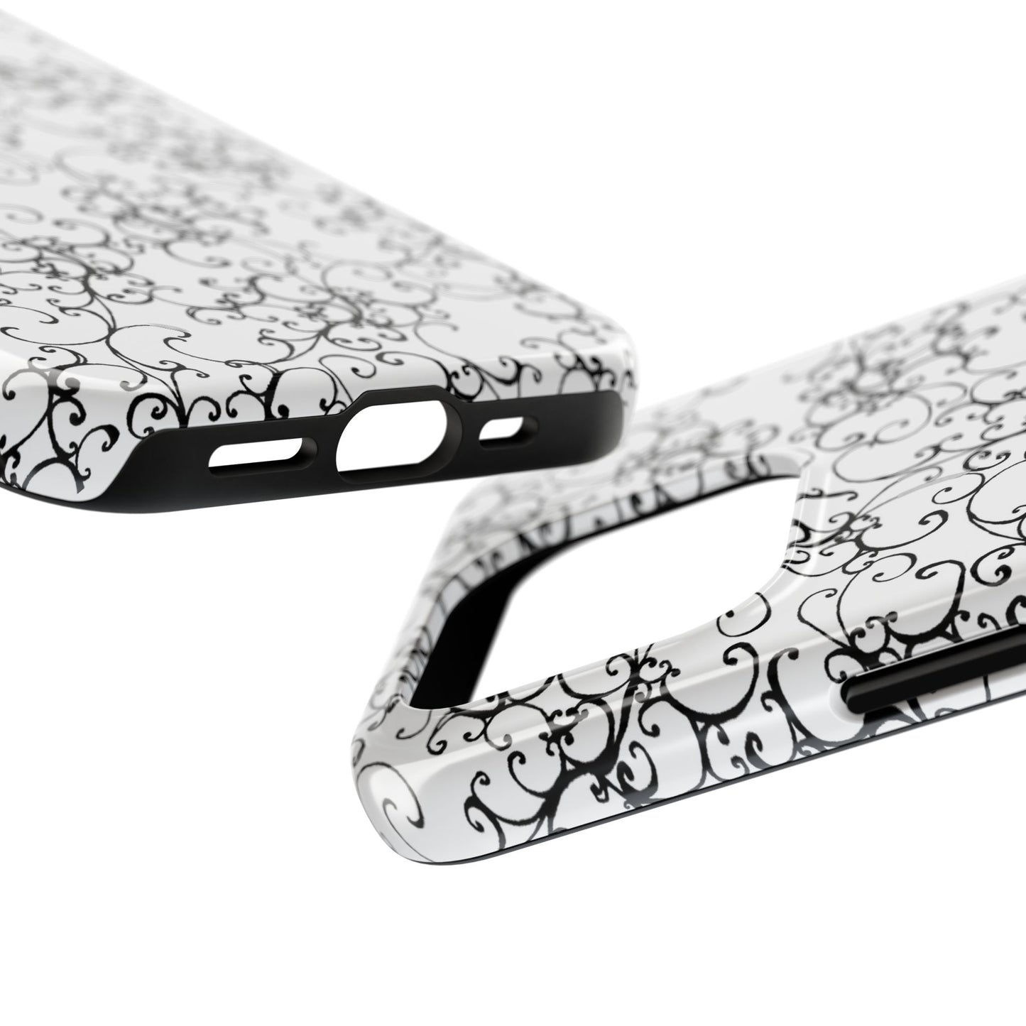 Elegant Scroll White / Black Phone Case