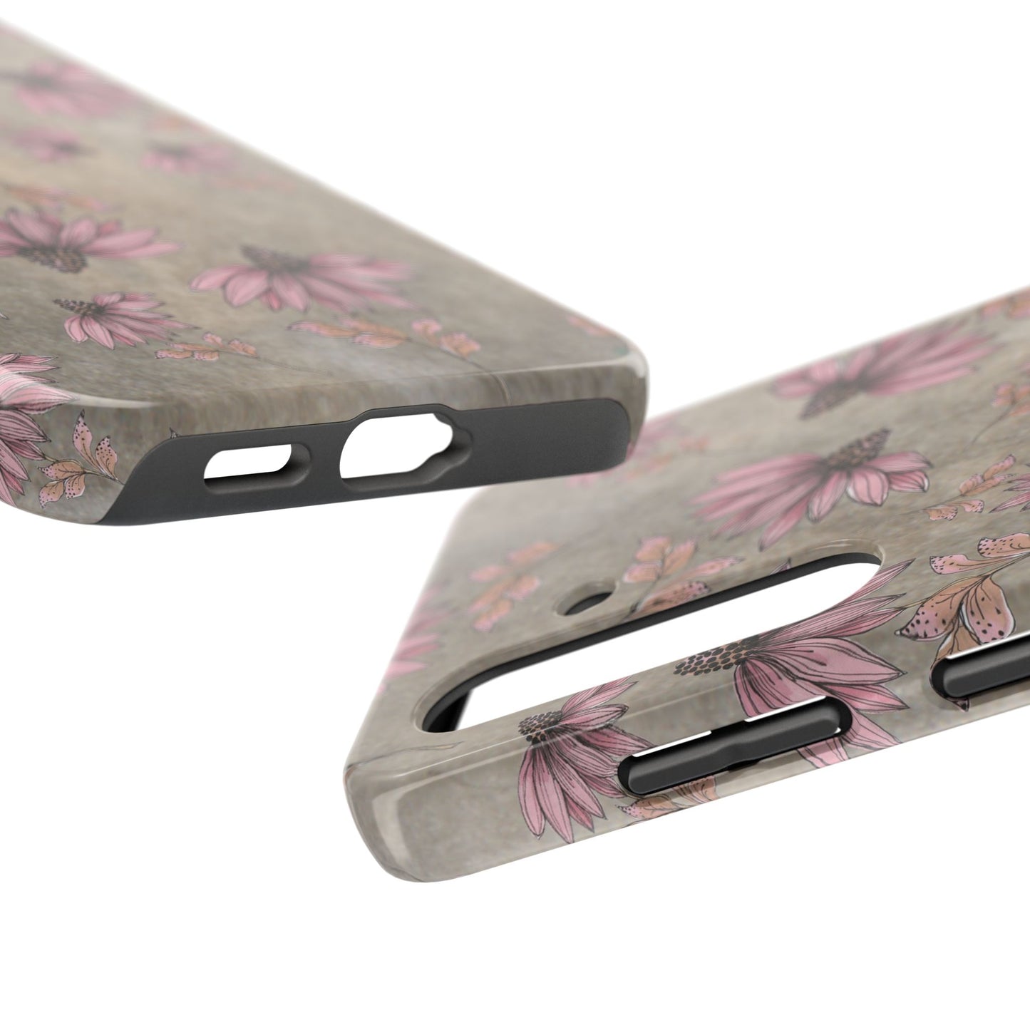 Wild Cone Flowers Taupe Marble Phone Case