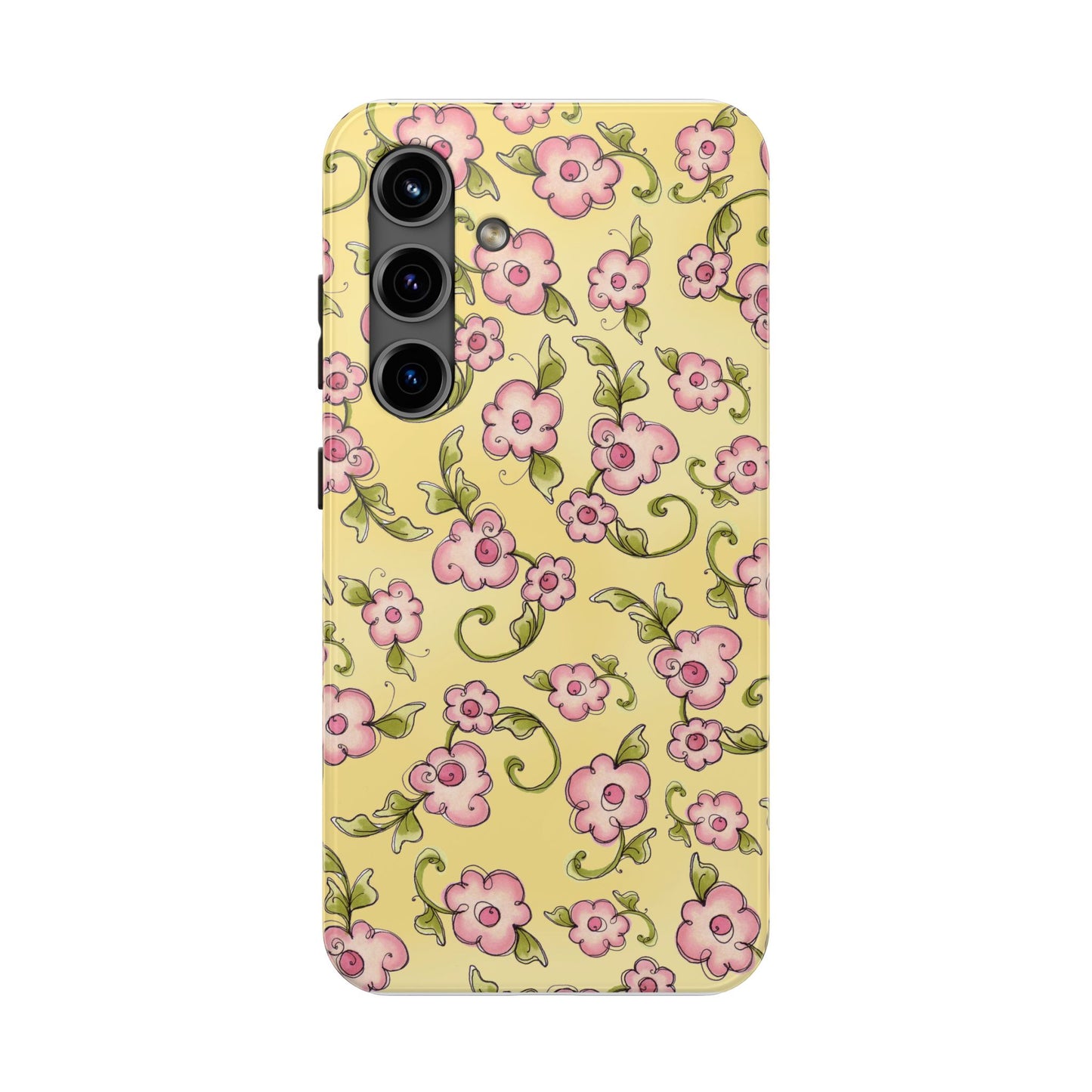 Scroll Daisies Yellow / Peach Phone Case