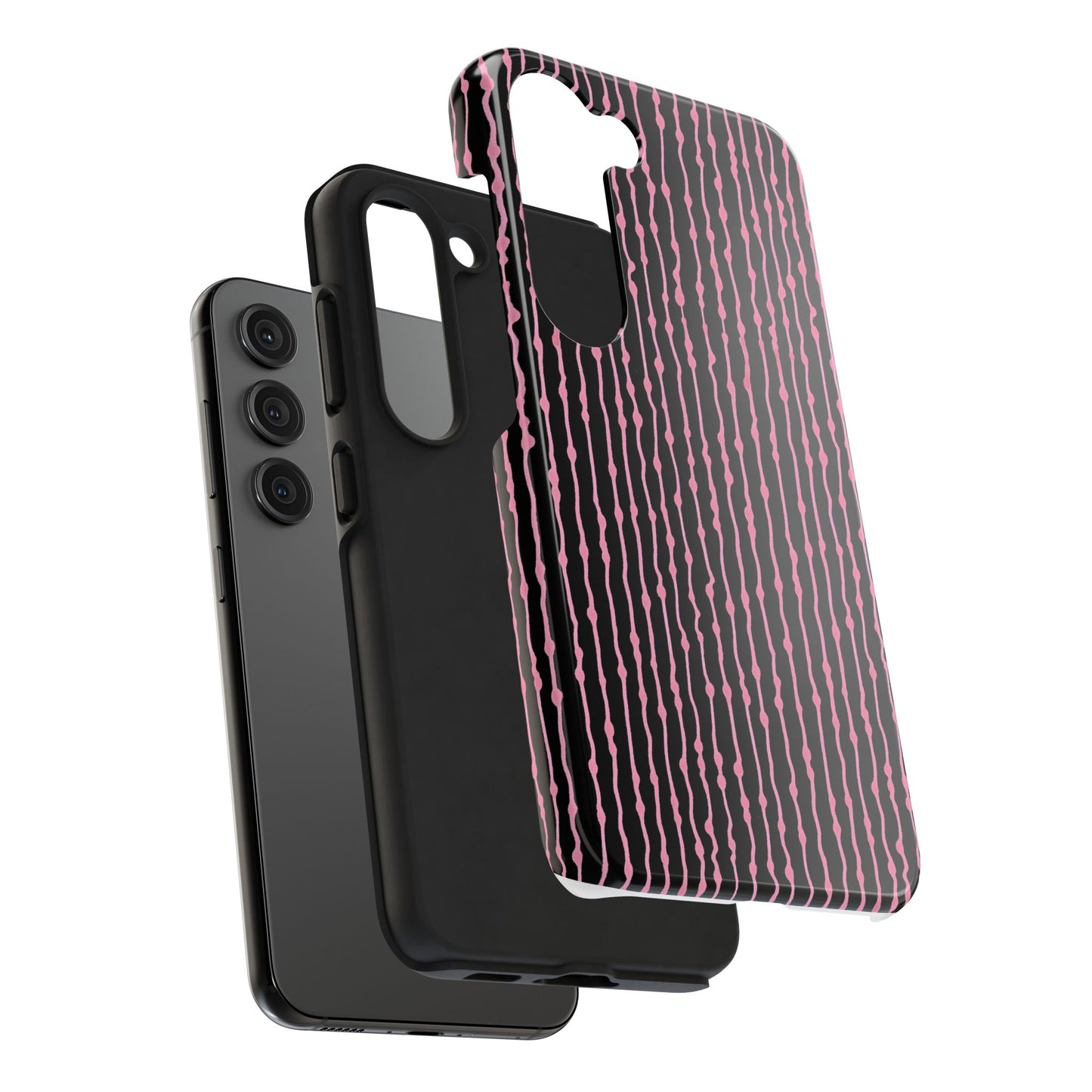 Faux Seersucker Black / Pink Phone Case