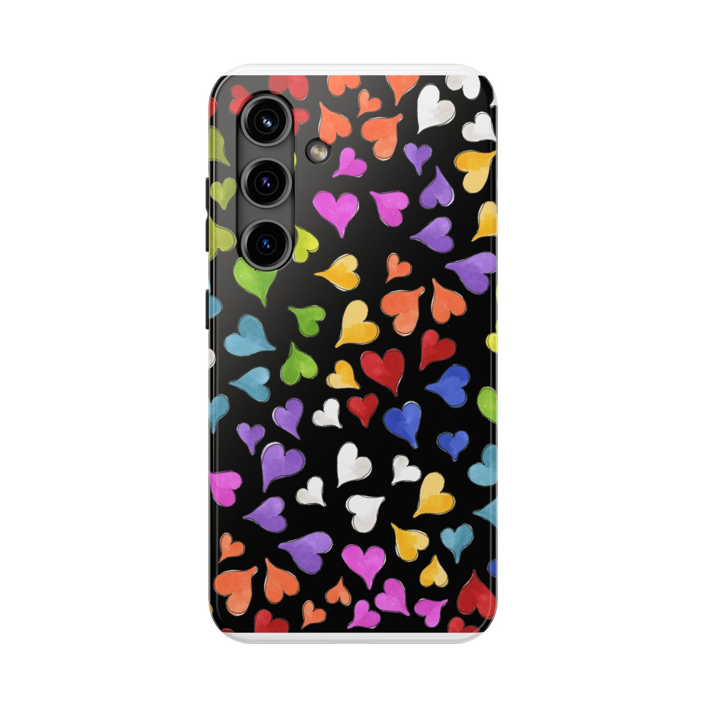 Happy Hearts Black Phone Case
