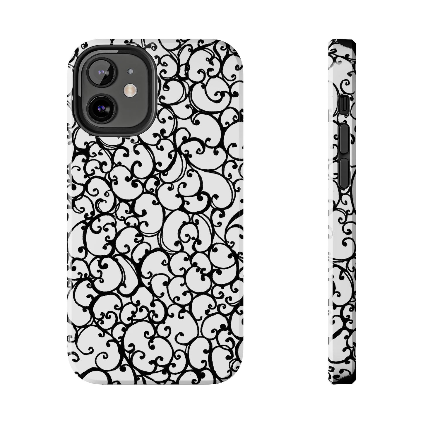 Scrollie White / Black Phone Case