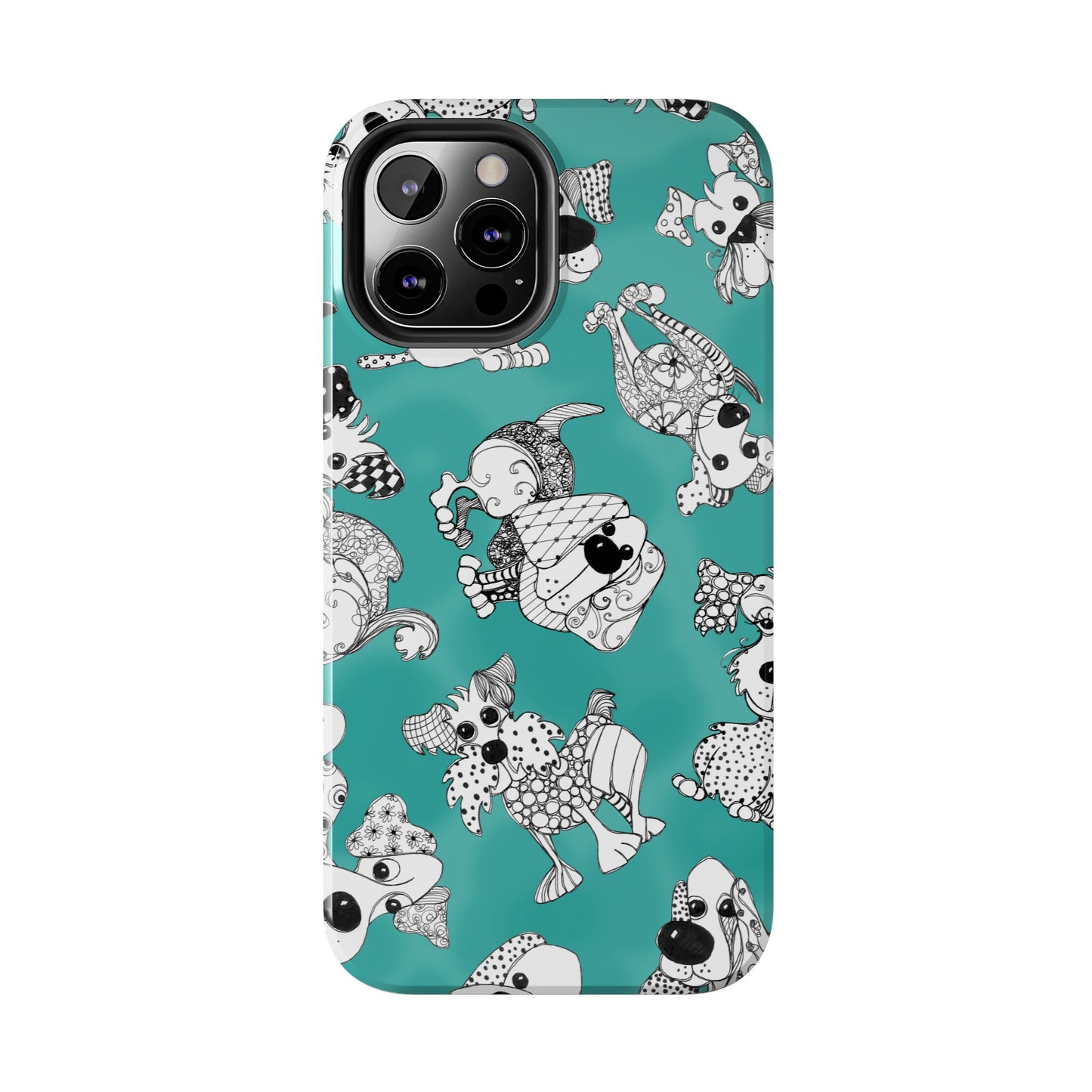 Doodle Dogs Turquoise Phone Case