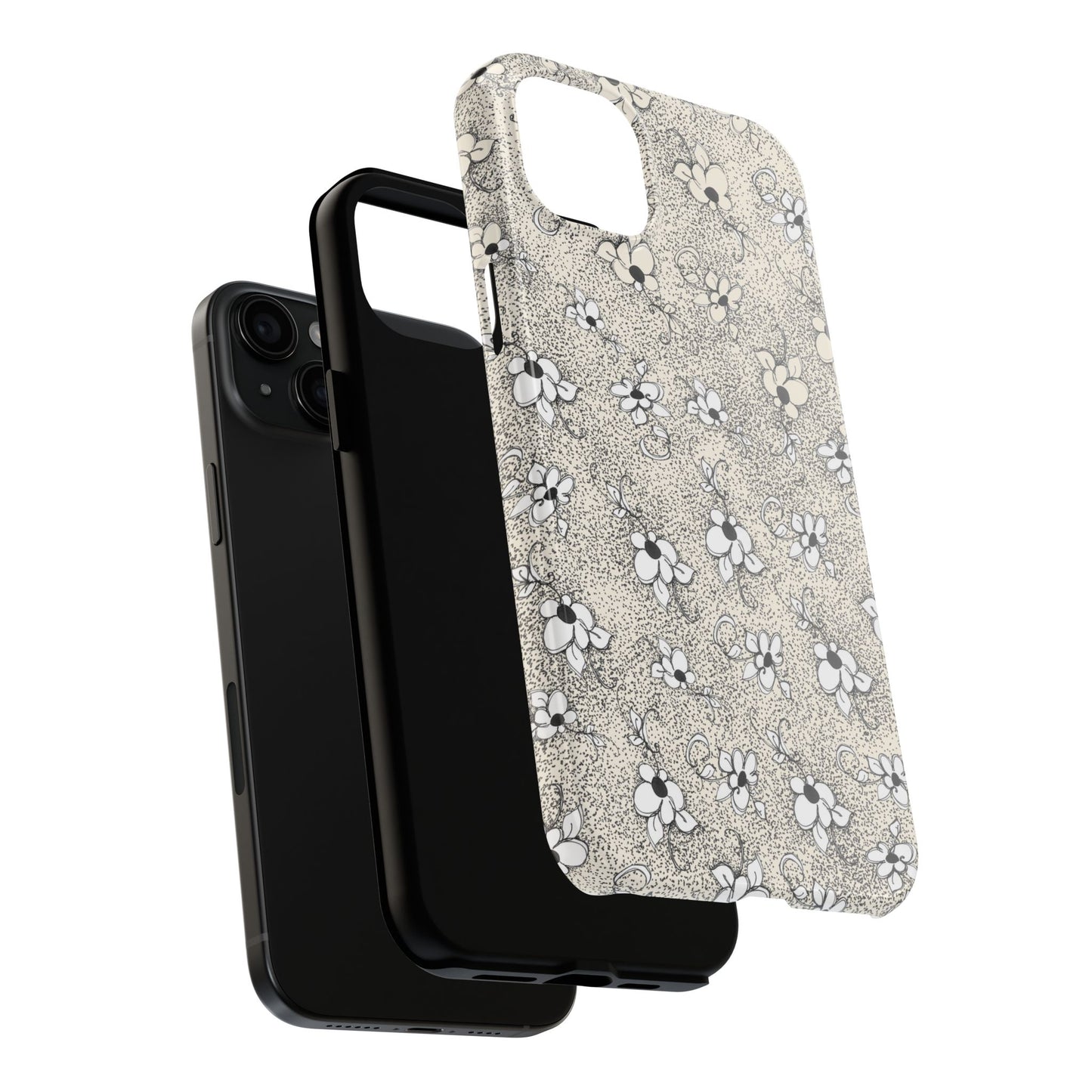 Daisy Flecks Ivory / Black Phone Case