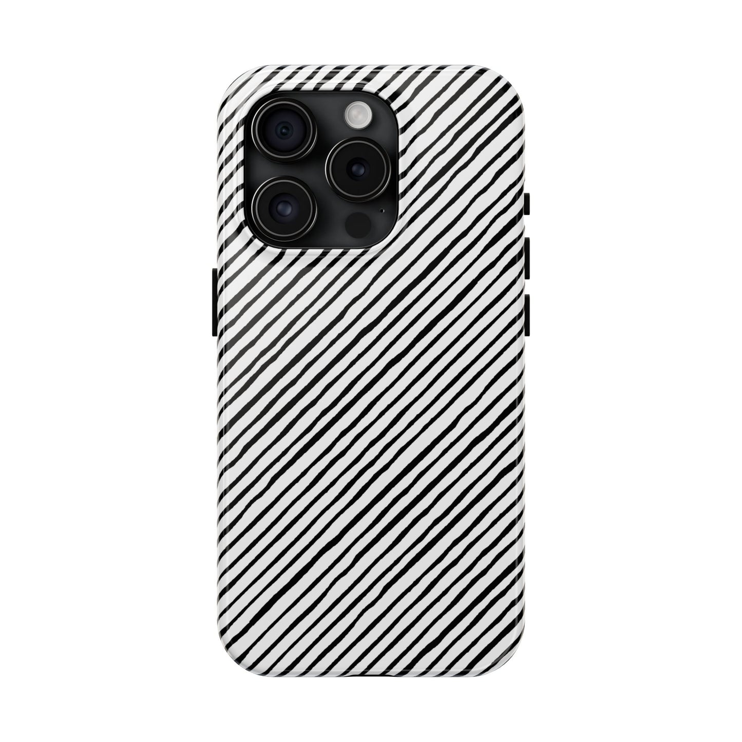 Quirky Bias Stripe White / Black Phone Case