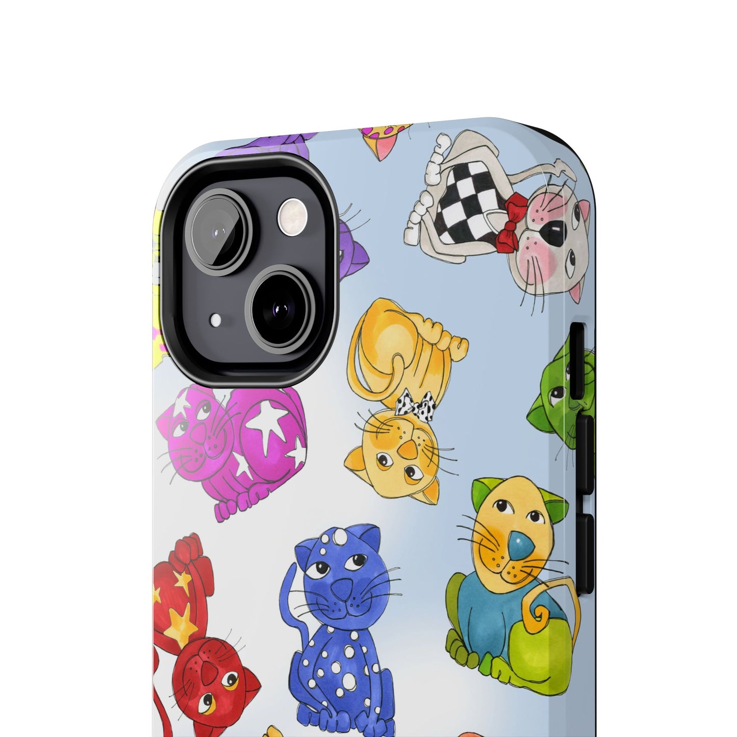 Tossed Happy Cats Blue Sky Phone Case