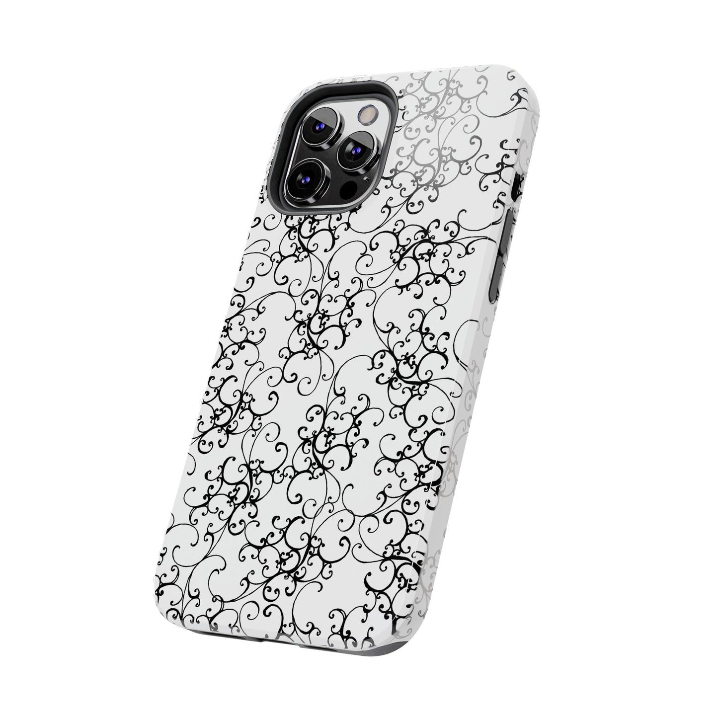 Elegant Scroll White / Black Phone Case