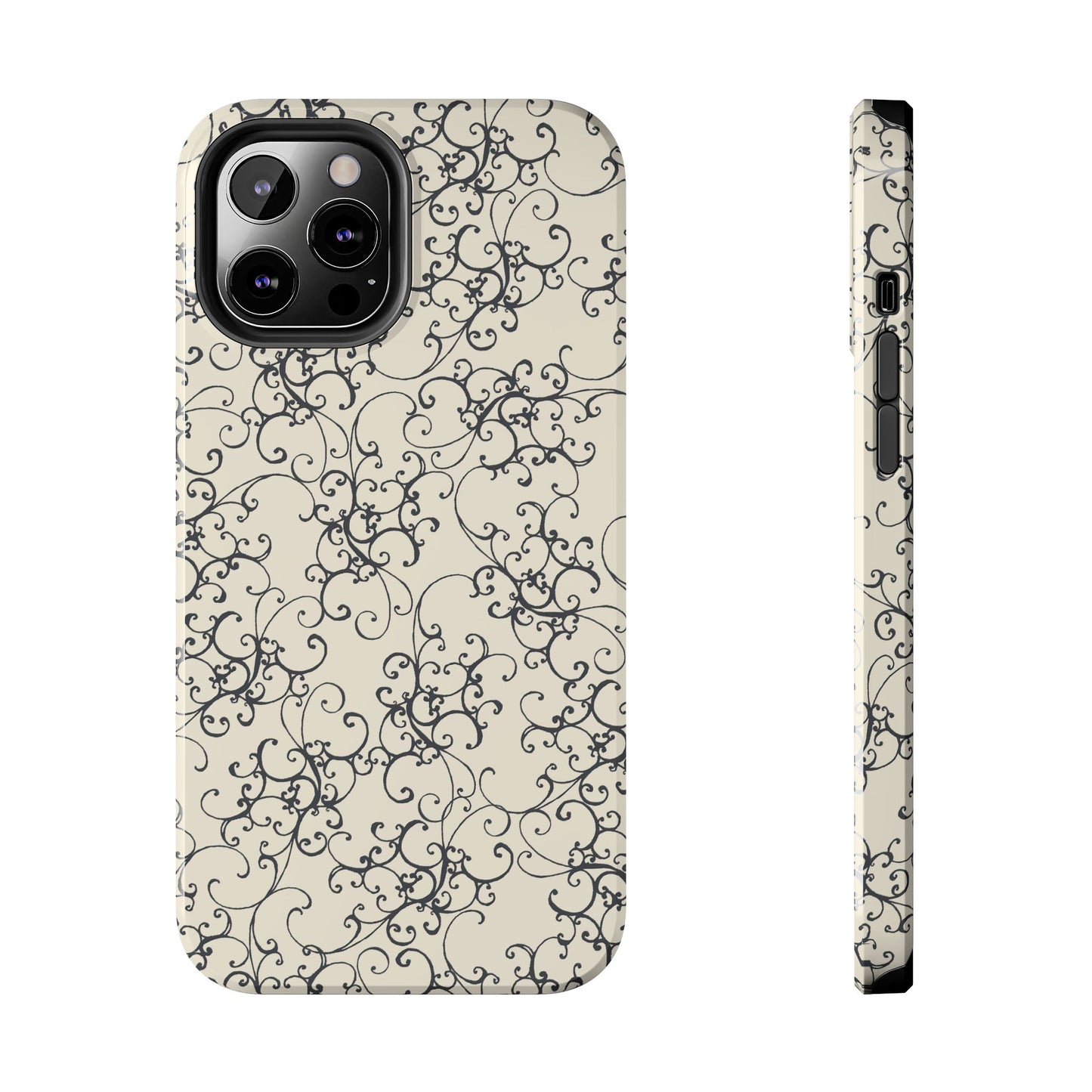 Elegant Scroll Ivory / Black Phone Case
