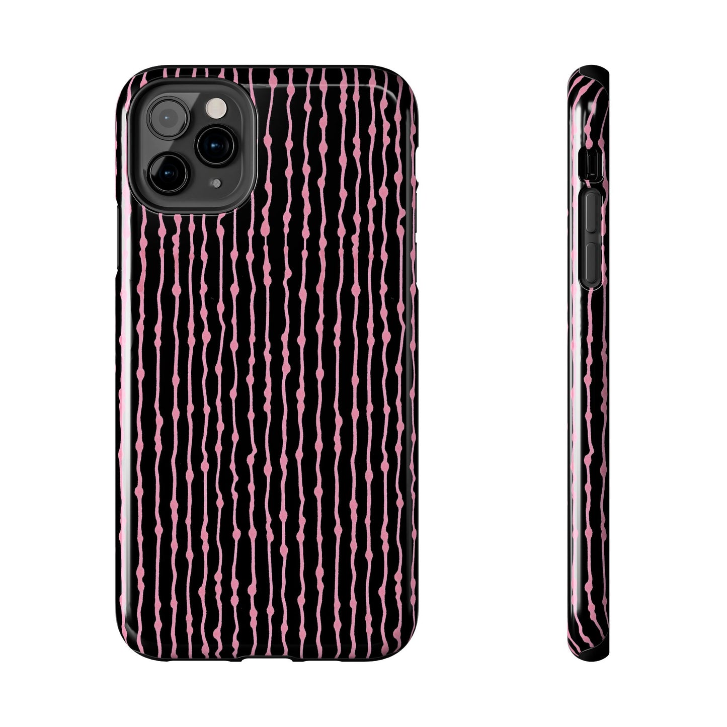 Faux Seersucker Black / Pink Phone Case