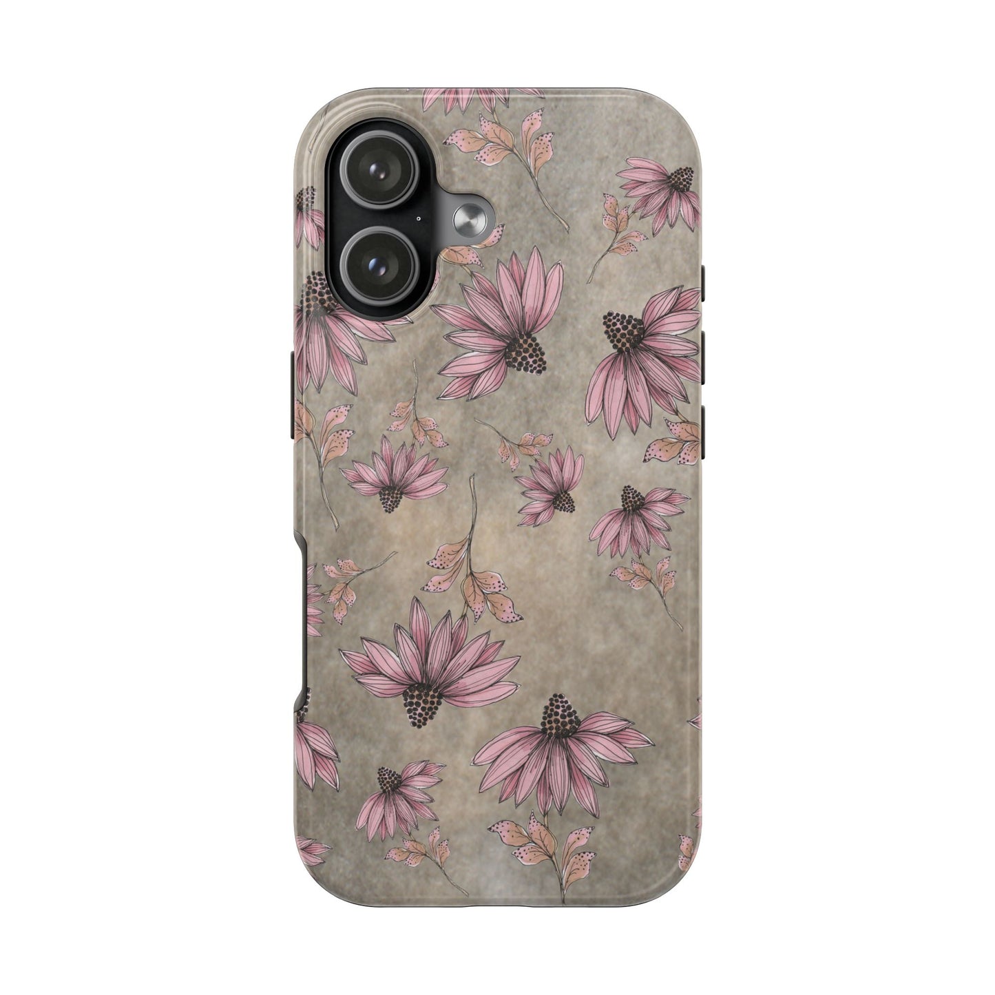 Wild Cone Flowers Taupe Marble Phone Case