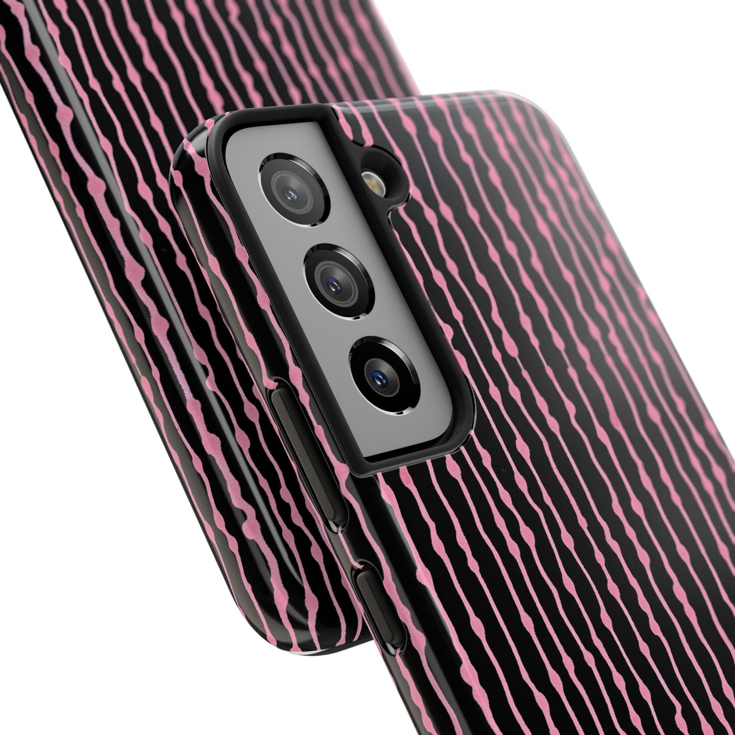 Faux Seersucker Black / Pink Phone Case