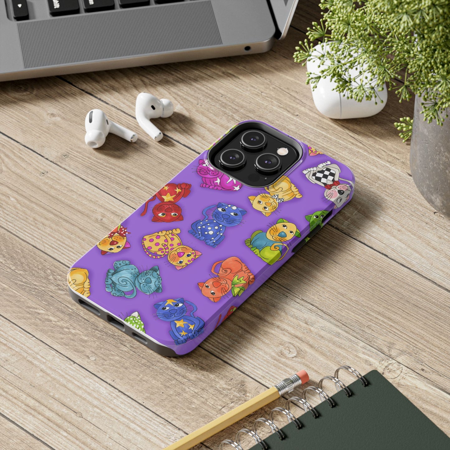 Tossed Happy Cats Purple Phone Case