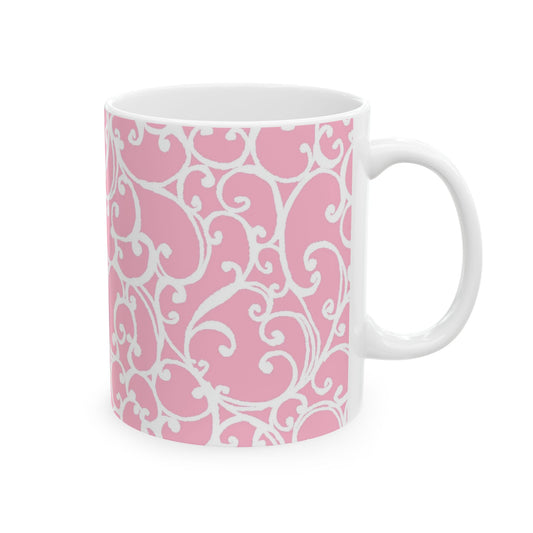 Scrollie Pink / White Cup