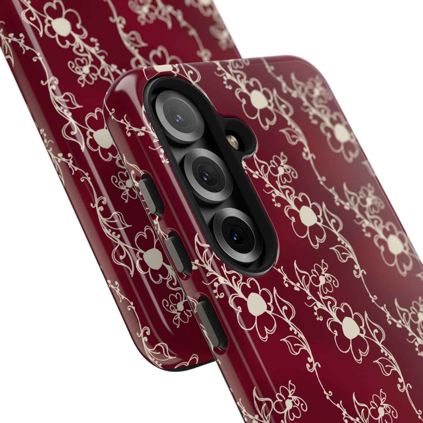 Diagonal Daisies Red / Ivory Phone Case