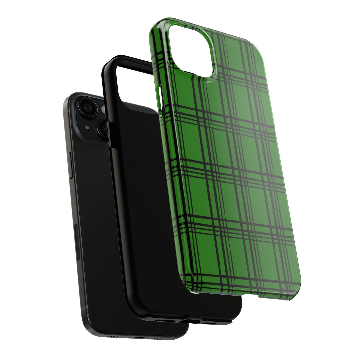 Glad Plaid Green / Black Phone Case