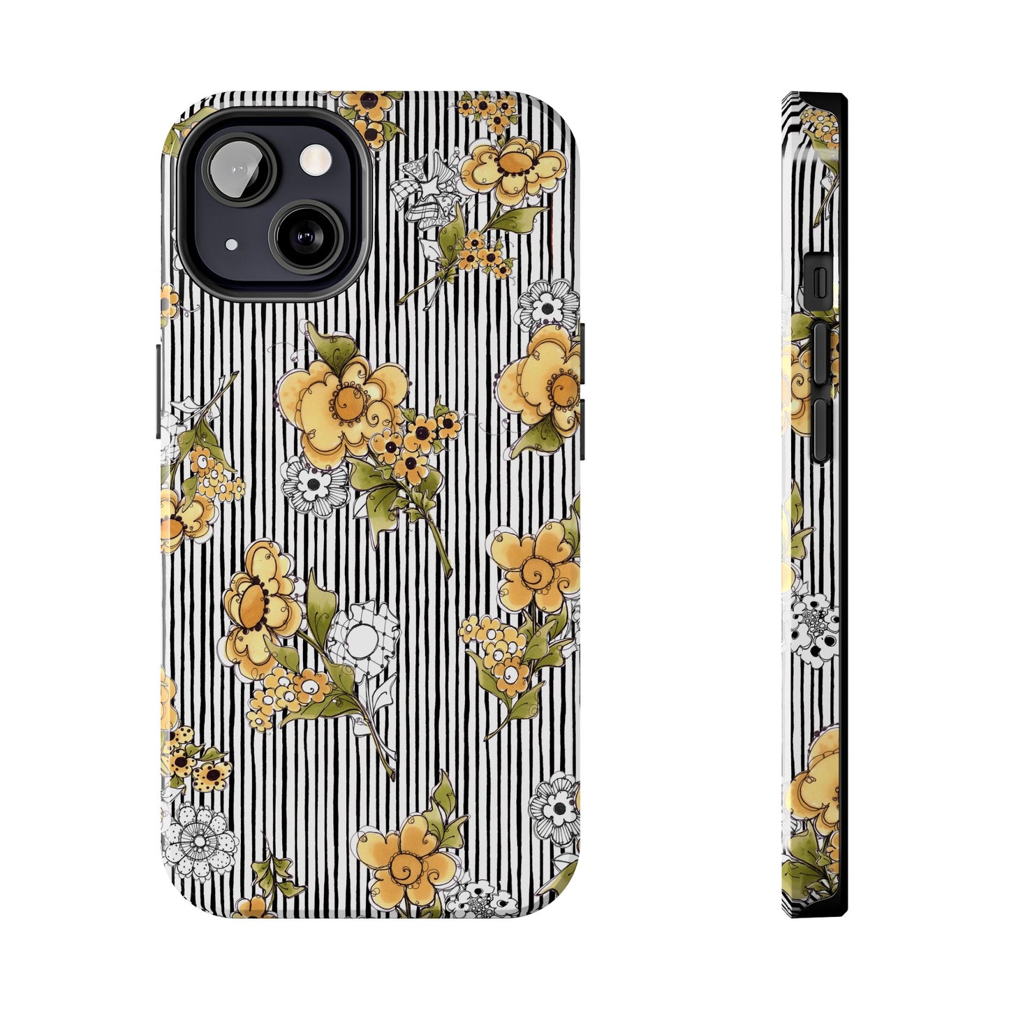 Bee Floral White / Black Phone Case