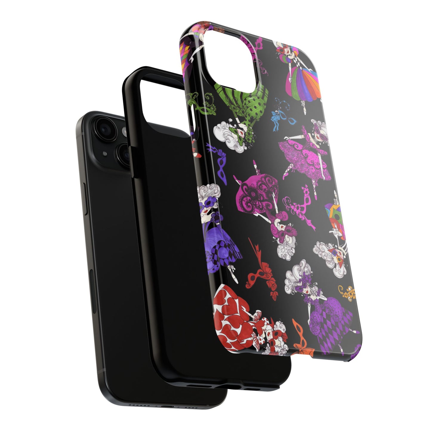 Tossed Masquerade Ladies Black Phone Case