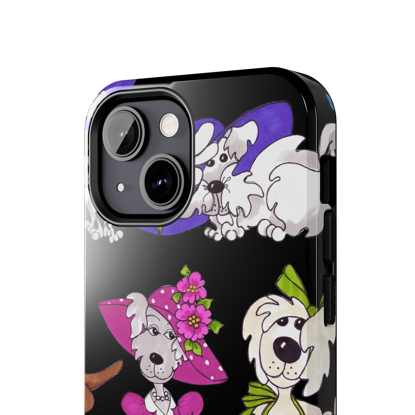 Fancy Dog Line Up Black Phone Case