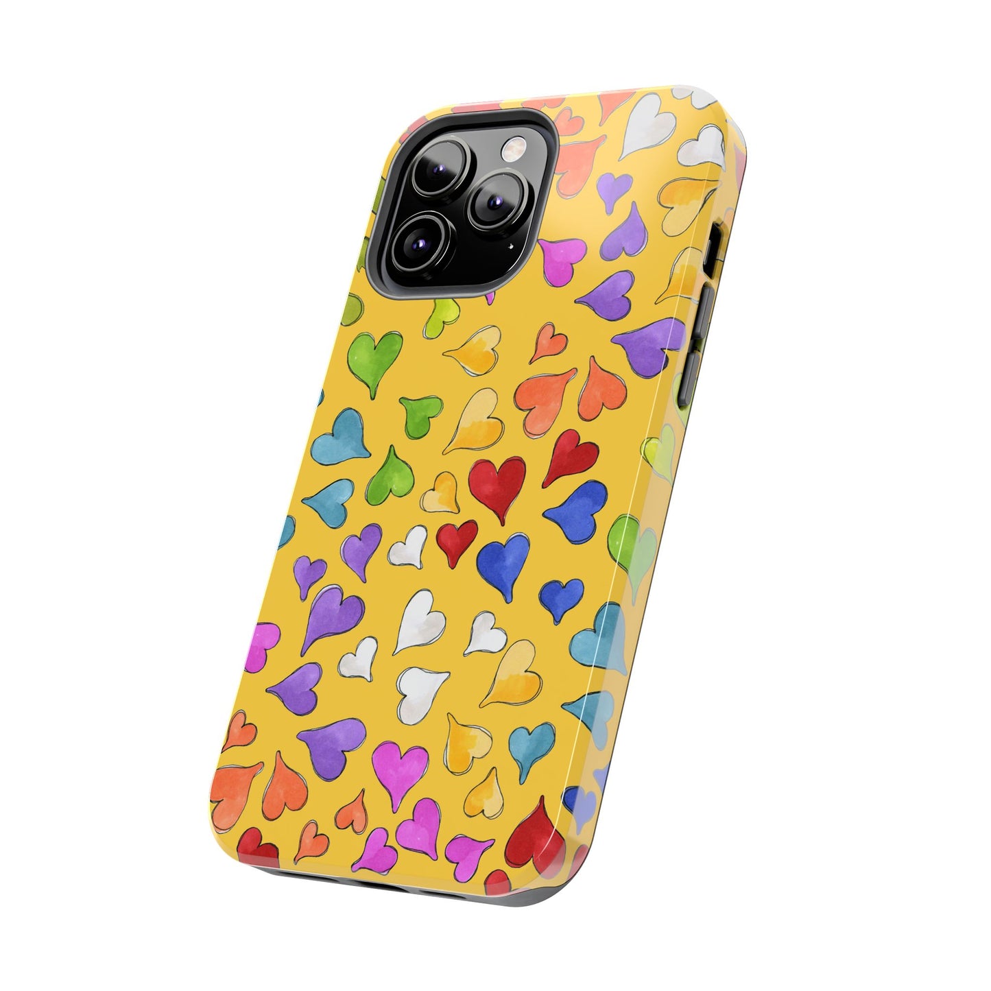 Happy Hearts Yellow Phone Case
