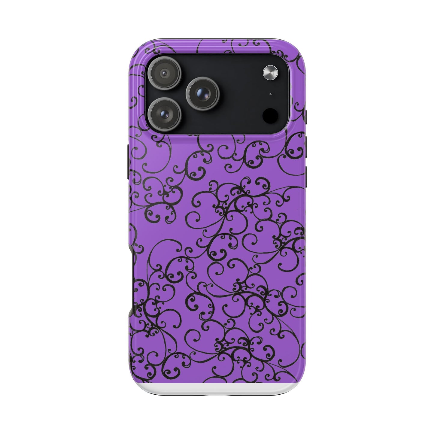 Elegant Scroll Purple / Black Phone Case