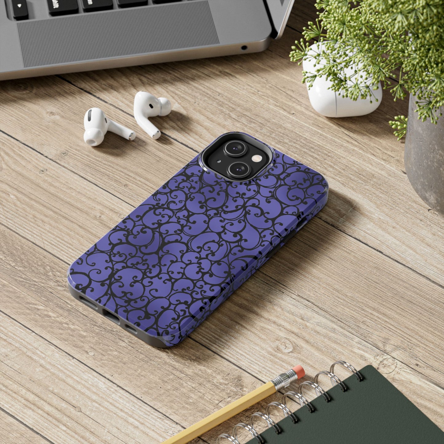 Scrollie Violet / Black Phone Case