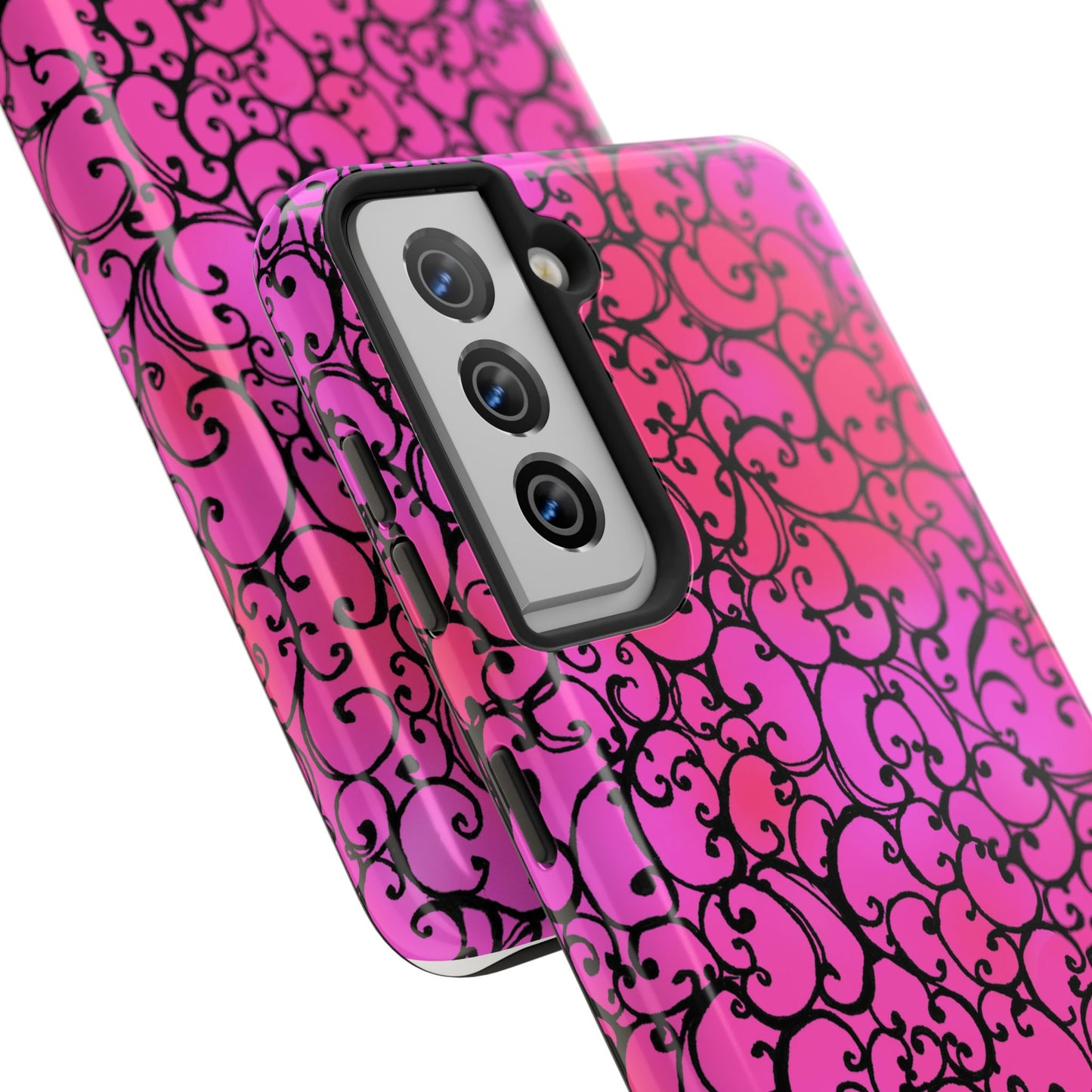 Scrollie Cerise / Black Phone Case