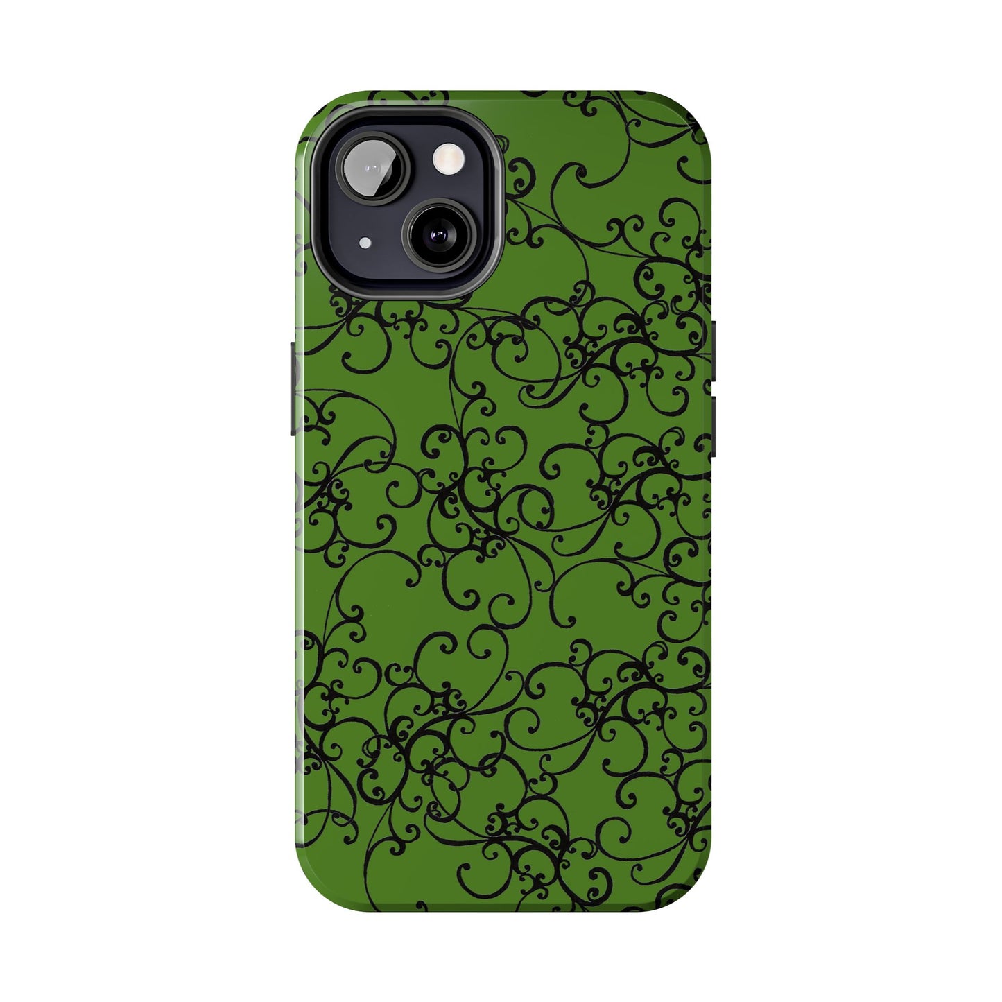 Elegant Scroll Green / Black Phone Case