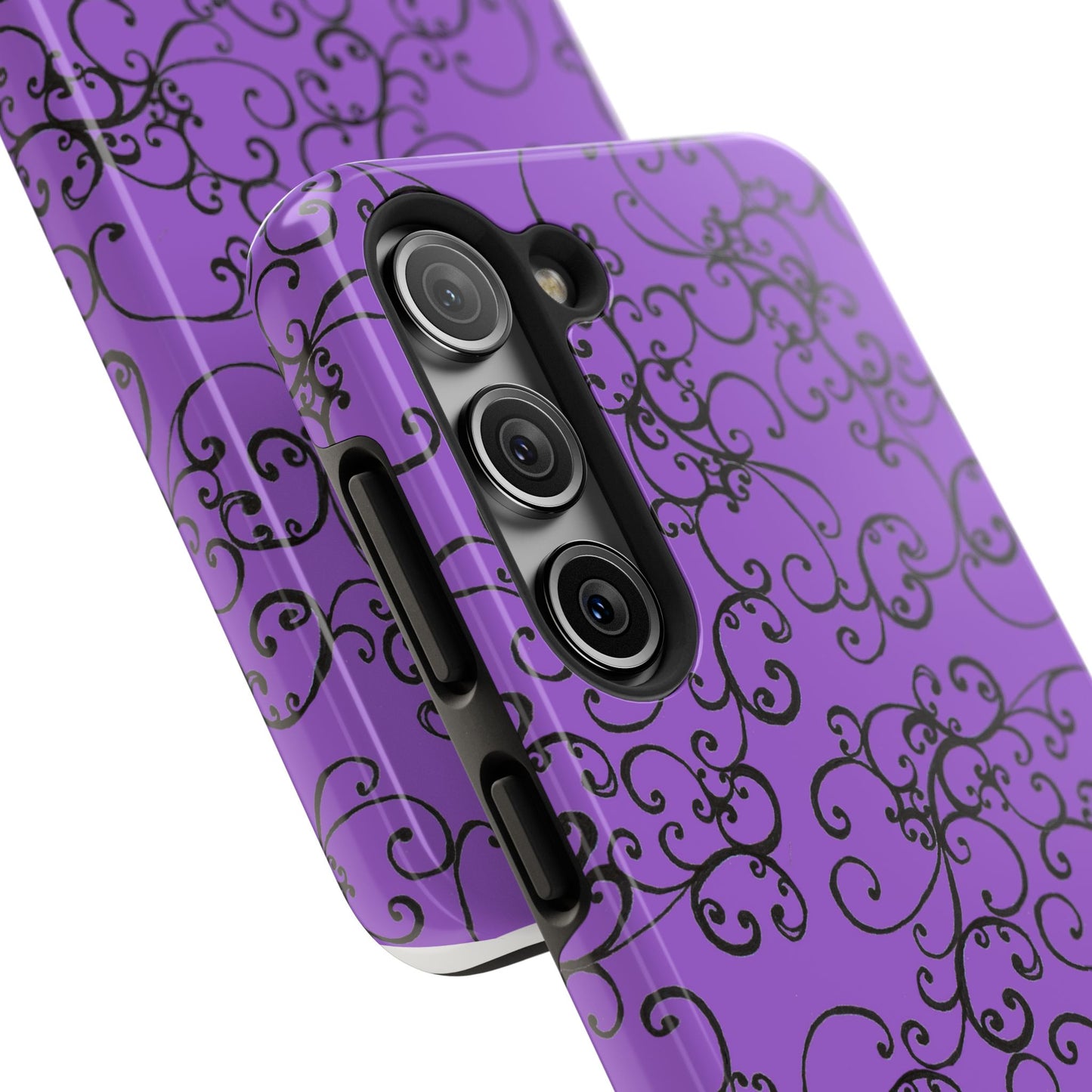 Elegant Scroll Purple / Black Phone Case