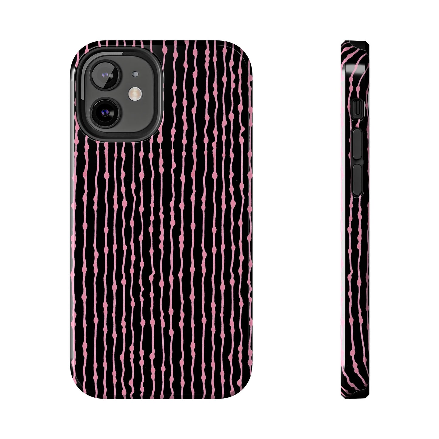 Faux Seersucker Black / Pink Phone Case