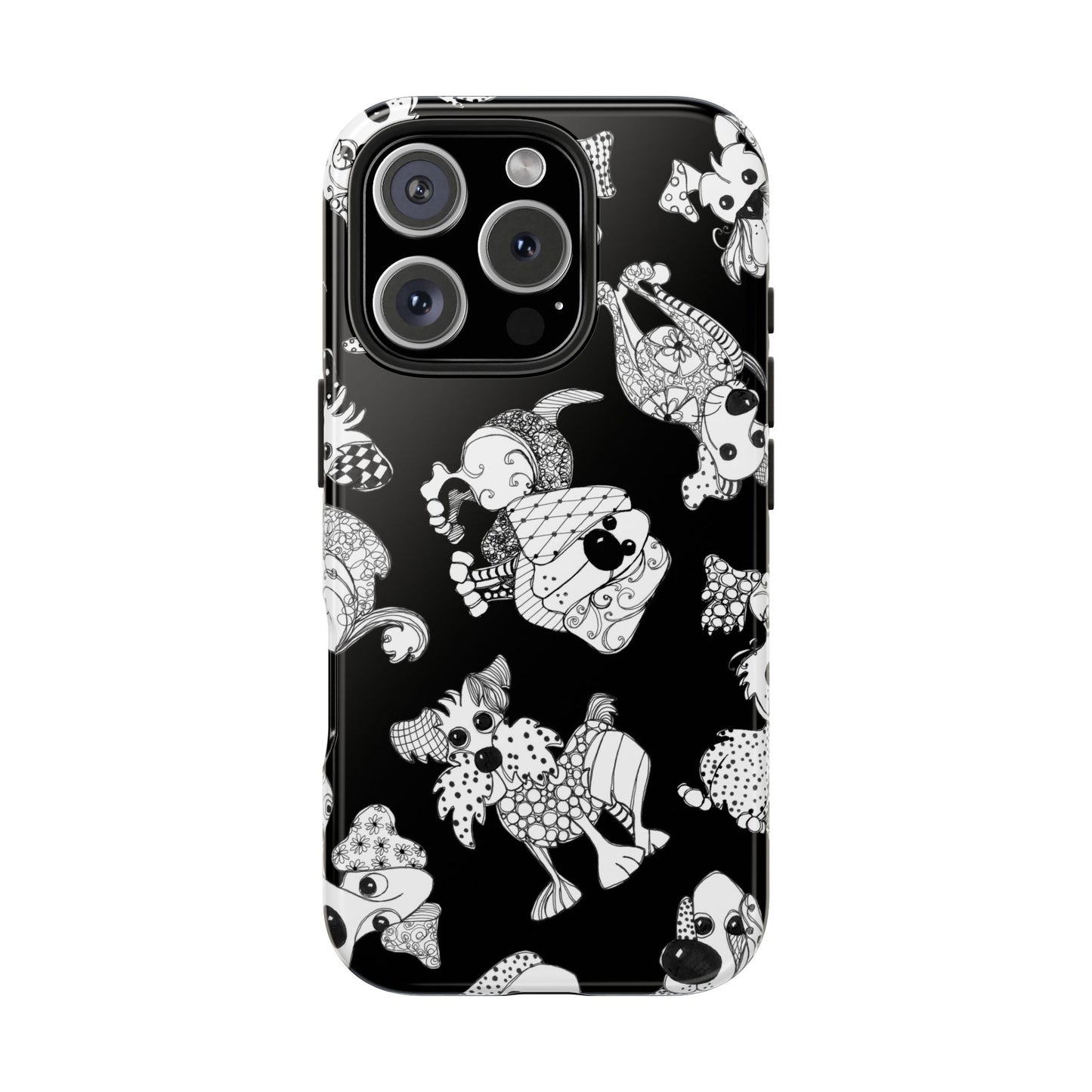 Doodle Dogs Black Phone Case