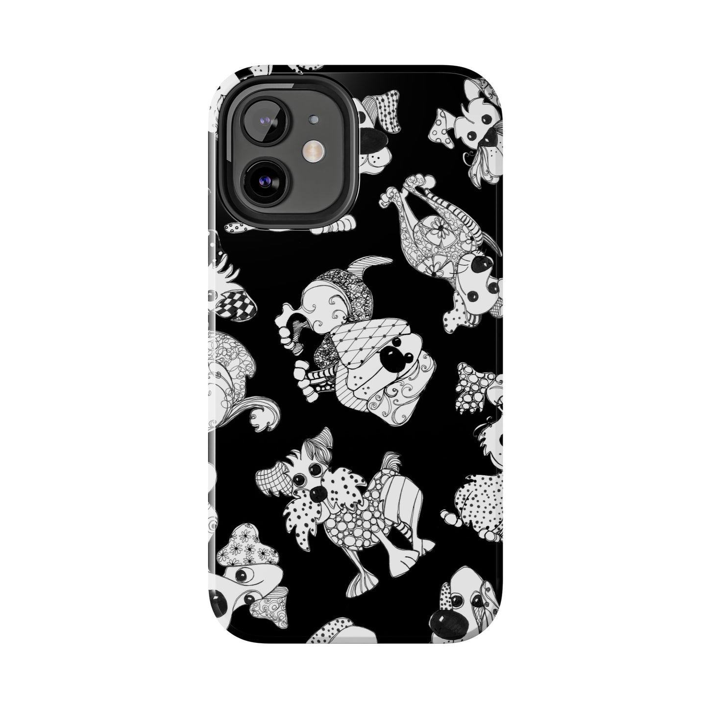 Doodle Dogs Black Phone Case