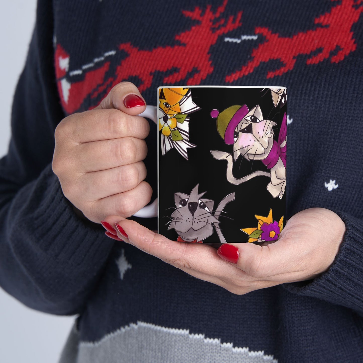 Spice Cats Tossed Black Cup