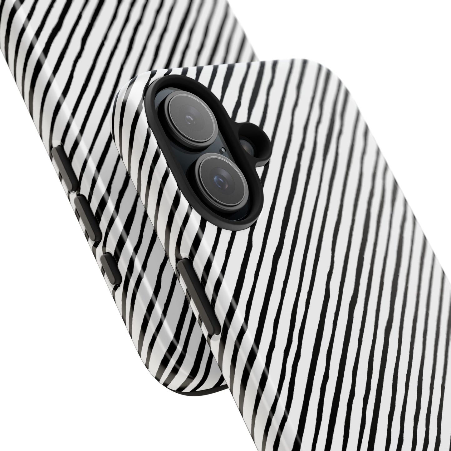 Quirky Bias Stripe White / Black Phone Case