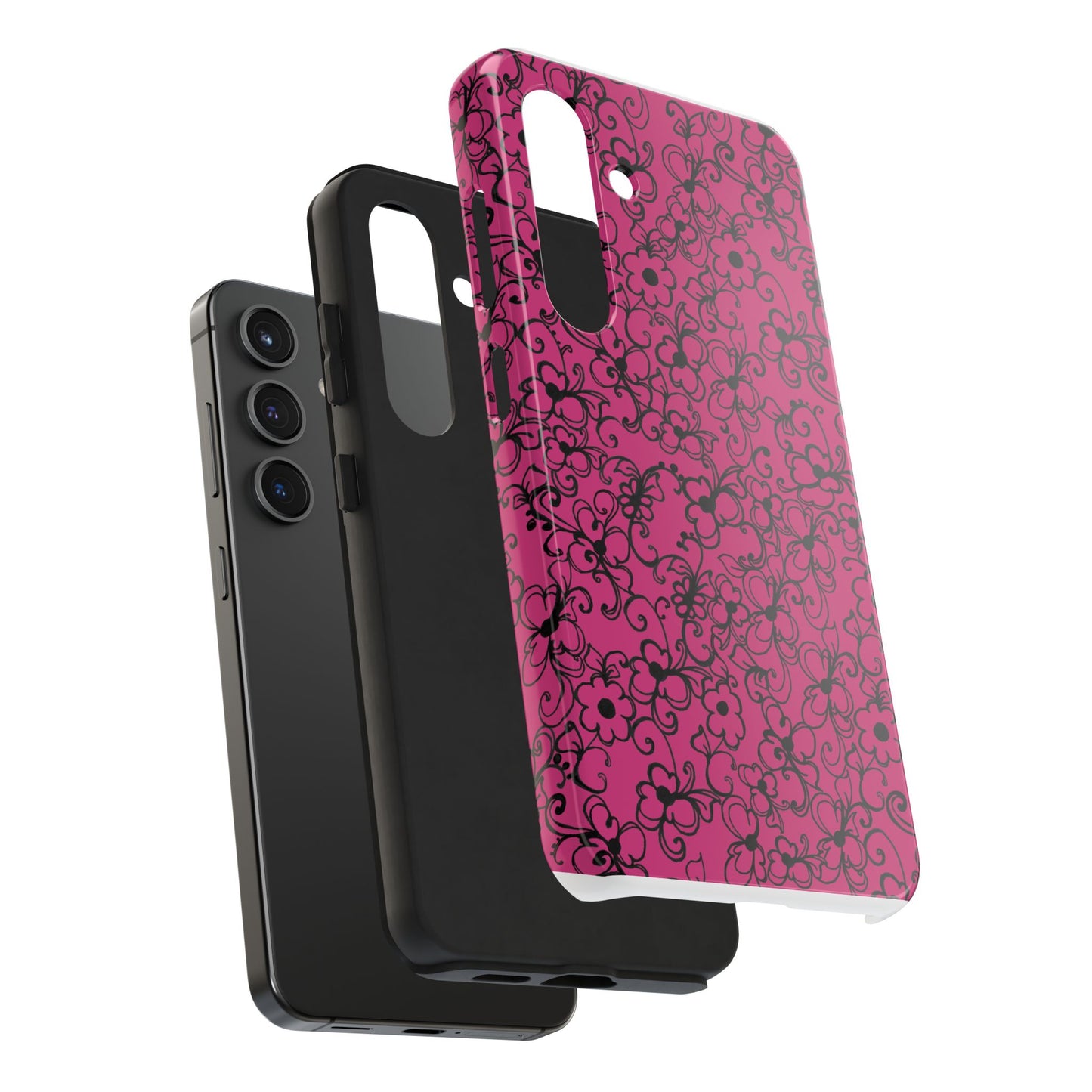 Daisy Jungle Pink / Black Phone Case