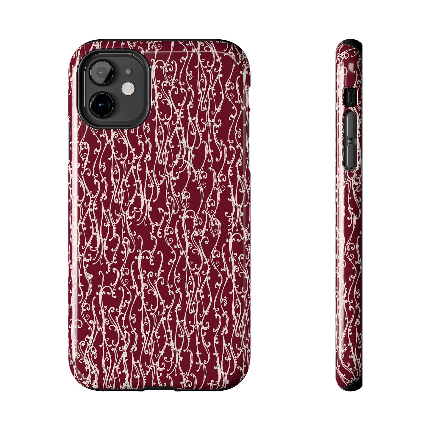 Swan Scroll Red / White Phone Case